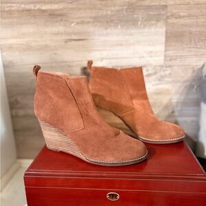 Lucky Brand Brown Suede Wedge Ankle Boots